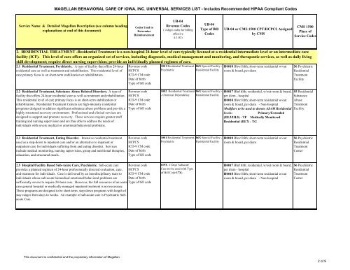 Iowa Universal Services List - Magellan Provider's Home Page