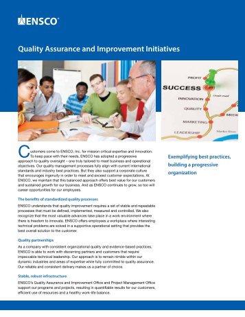 ENSCO, Inc. Quality Assurance and Improvement Initiatives - QAI ...