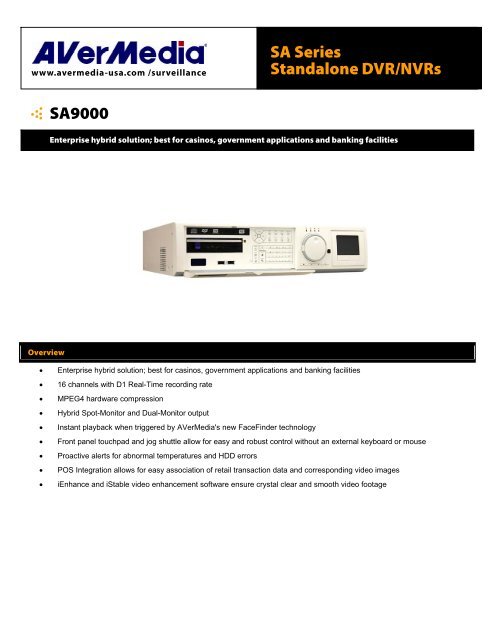 SA Series Standalone DVR/NVRs SA9000 - DWG