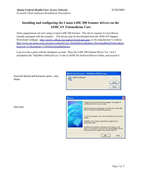 Installing and configuring the Canon LiDE 200 Scanner ... - afhcan