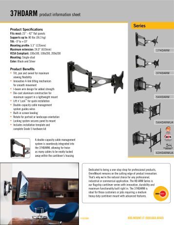 Series 37HDARM product information sheet - Security Camera ...