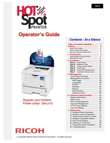 HotSpot Printer User Manual - Ricoh USA