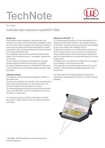 Technote for calibration of optoNCDT 2300 sensors - Micro-Epsilon