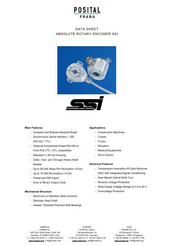 DATA SHEET ABSOLUTE ROTARY ENCODER SSI