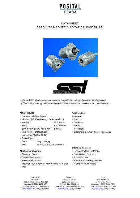 DATASHEET ABSOLUTE MAGNETIC ROTARY ENCODER SSI
