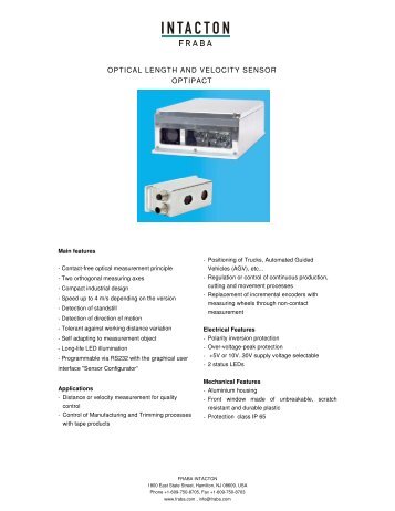 OPTICAL LENGTH AND VELOCITY SENSOR OPTIPACT