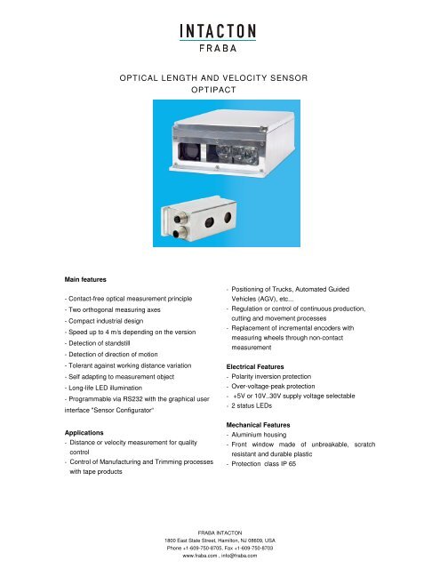 OPTICAL LENGTH AND VELOCITY SENSOR OPTIPACT