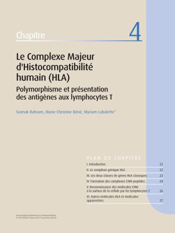 Le Complexe Majeur d'HistocompatibilitÃ© humain (HLA) - Decitre