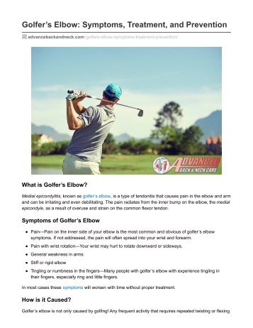 Golfer’s Elbow: Symptoms, Treatment, and Prevention