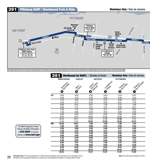 391 Pittsburg Bart Brentwood Park Ride Tri Delta Transit
