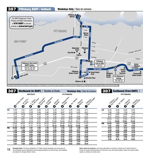 Tri Delta Transit Map 387 Pittsburg Bart / Antioch Antioch ... - Tri Delta Transit