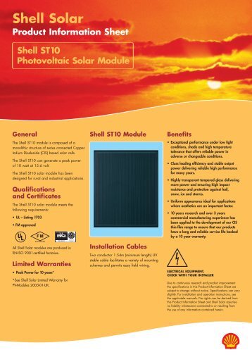 Shell ST10 Photovoltaic Solar Module