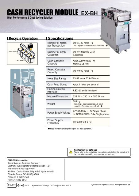 society in motion CASH RECYCLER MODULE