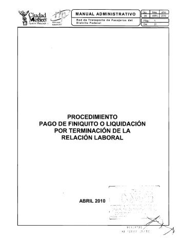 Procedimiento pago de finiquito o liquidaciÃ³n por terminaciÃ³n ... - RTP