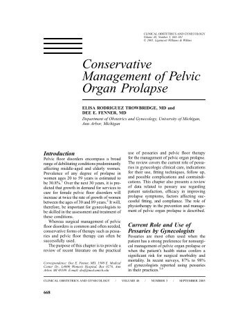 Conservative Management of Pelvic Organ Prolapse