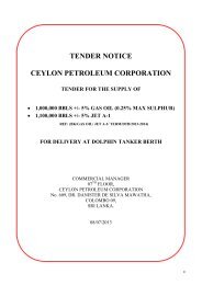 Tender Notice - Ceylon Petroleum Corporation