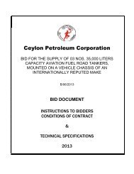 Tender Notice - Ceylon Petroleum Corporation