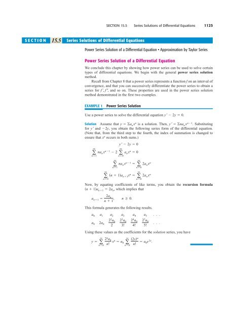 Power Series Solution Of A Differential Equation