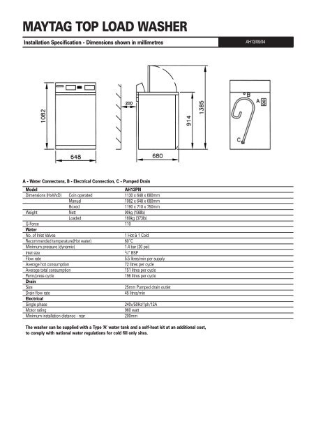 washer information the Maytag CS commercial washing machine