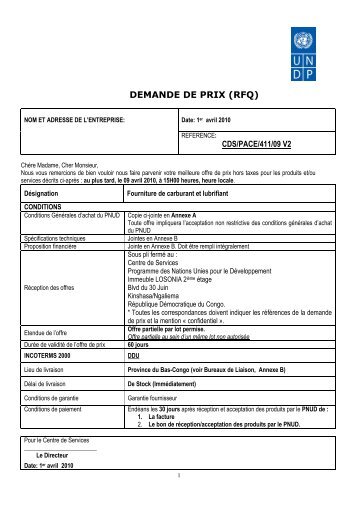 DEMANDE DE PRIX (RFQ) - mediacongo.net