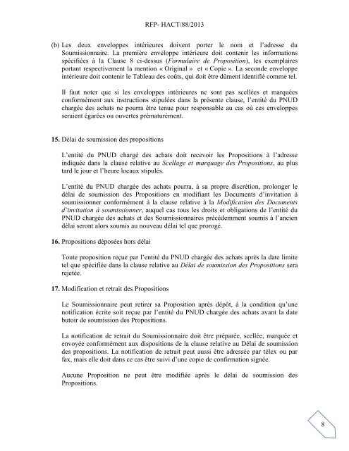 Invitation Ã  soumissionner (RFP) - Procurement Notices