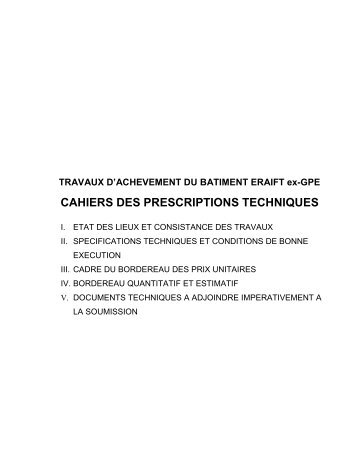 TRAVAUX D'ACHEVEMENT DU BATIMENT ... - mediacongo.net