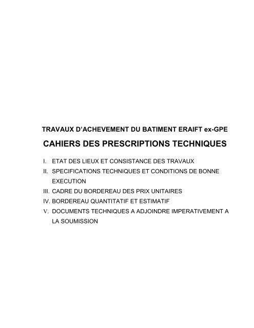 TRAVAUX D'ACHEVEMENT DU BATIMENT ... - mediacongo.net