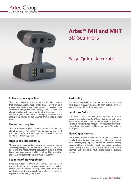 Artecâ„¢ MH/MHT 3D Scanner - Laser Design | GKS