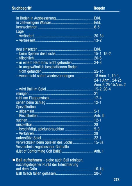 Offizielle Golfregeln