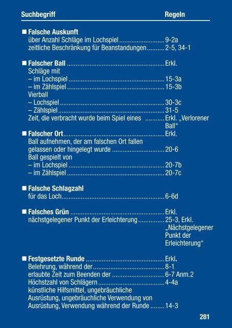 Offizielle Golfregeln