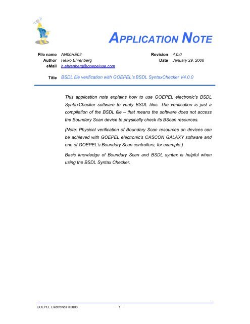 APPLICATION NOTE - Goepel Electronic
