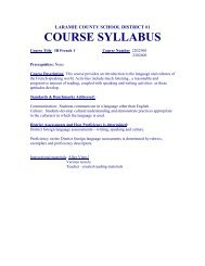 Course Syllabus- IB French 1 - Laramie County School District #01