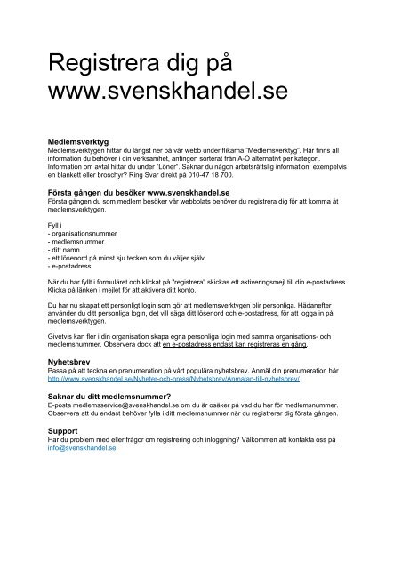 Manual, inloggning och registrering.pdf - Svensk Handel