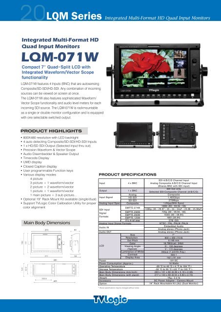 Multi-Format HD/SD-SDI input LCD Monitors - Postium