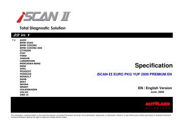 iSCAN-II Specification - OEMTools.com