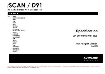 iSCAN / D91 Specification - OEMTools.com