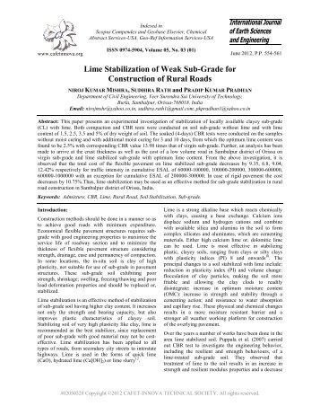 Lime Stabilization of Weak Sub-Grade for ... - Cafet Innova