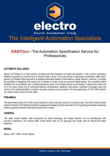 EASYSpec Automatic Bollards - Electro Automation Group Limited