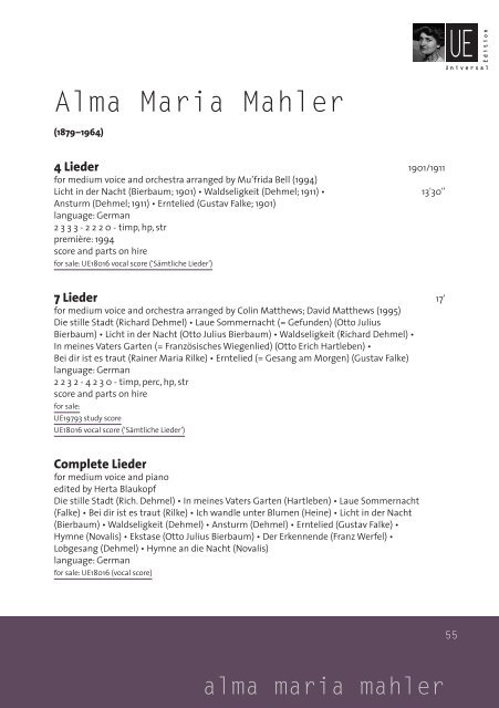 Mahler_Catalogue - Universal Edition