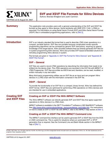 Xilinx XAPP503, SVF and XSVF File Formats for ... - PLDTool.com
