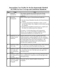 (ICF/DD) Services Coverage and Limitations Handbook - Florida ARF