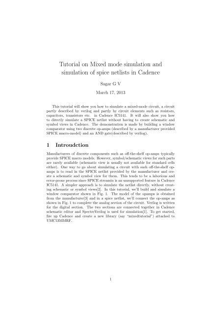 Tutorial on Mixed mode simulation and simulation of spice netlists in ...