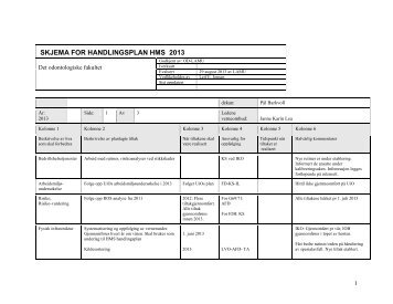 Handlingsplan for HMS 2013 - Det odontologiske fakultet