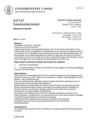 Notat om ekstramural tjeneste