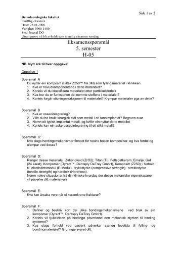 Eksamen ODSEM5A 2007 høst.pdf - Det odontologiske fakultet