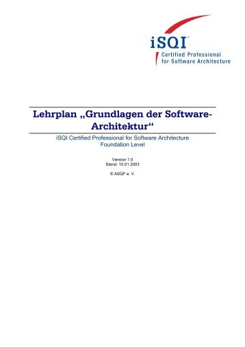 Lehrplan „Grundlagen der Software- Architektur“ - bei BITPlan!