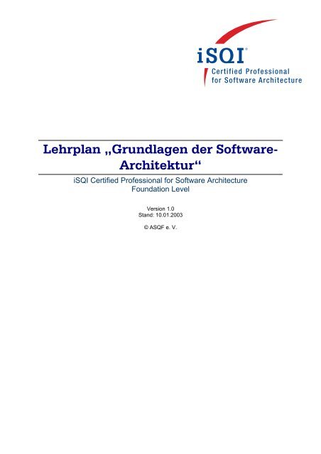 Lehrplan „Grundlagen der Software- Architektur“ - bei BITPlan!