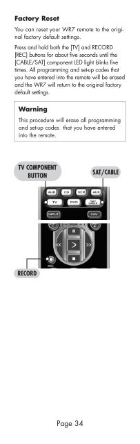 Owner's Manual - Universal Remote Control