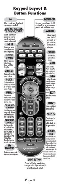 Owner's Manual - Universal Remote Control