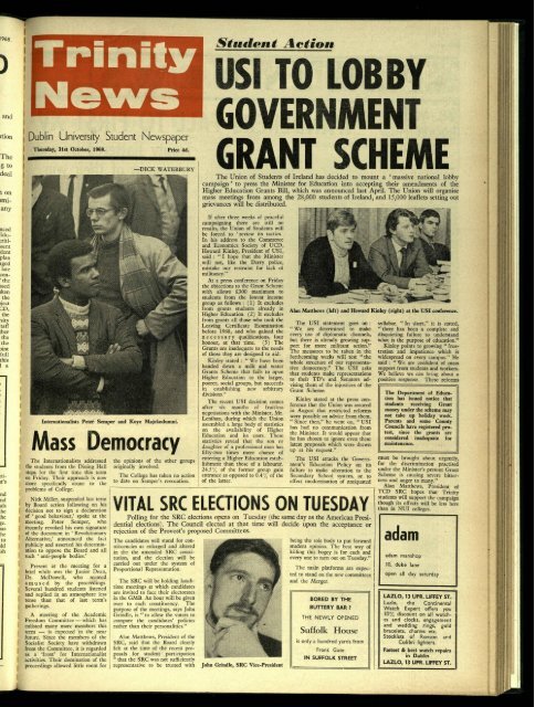 U / TO LOBy 'GOVERNMENT GRANT SCHEME - Trinity News Archive